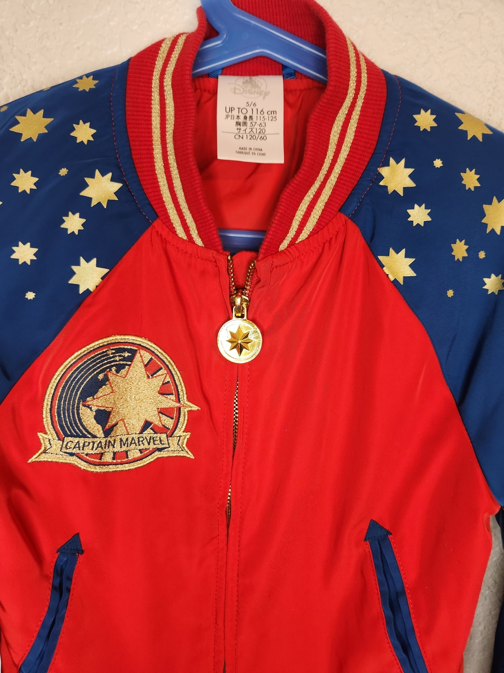 Captain Marvel Disney Comics Jacket Girls Full Zip Logo Red Blue Y2k size 5 6 - Picture 8 of 16